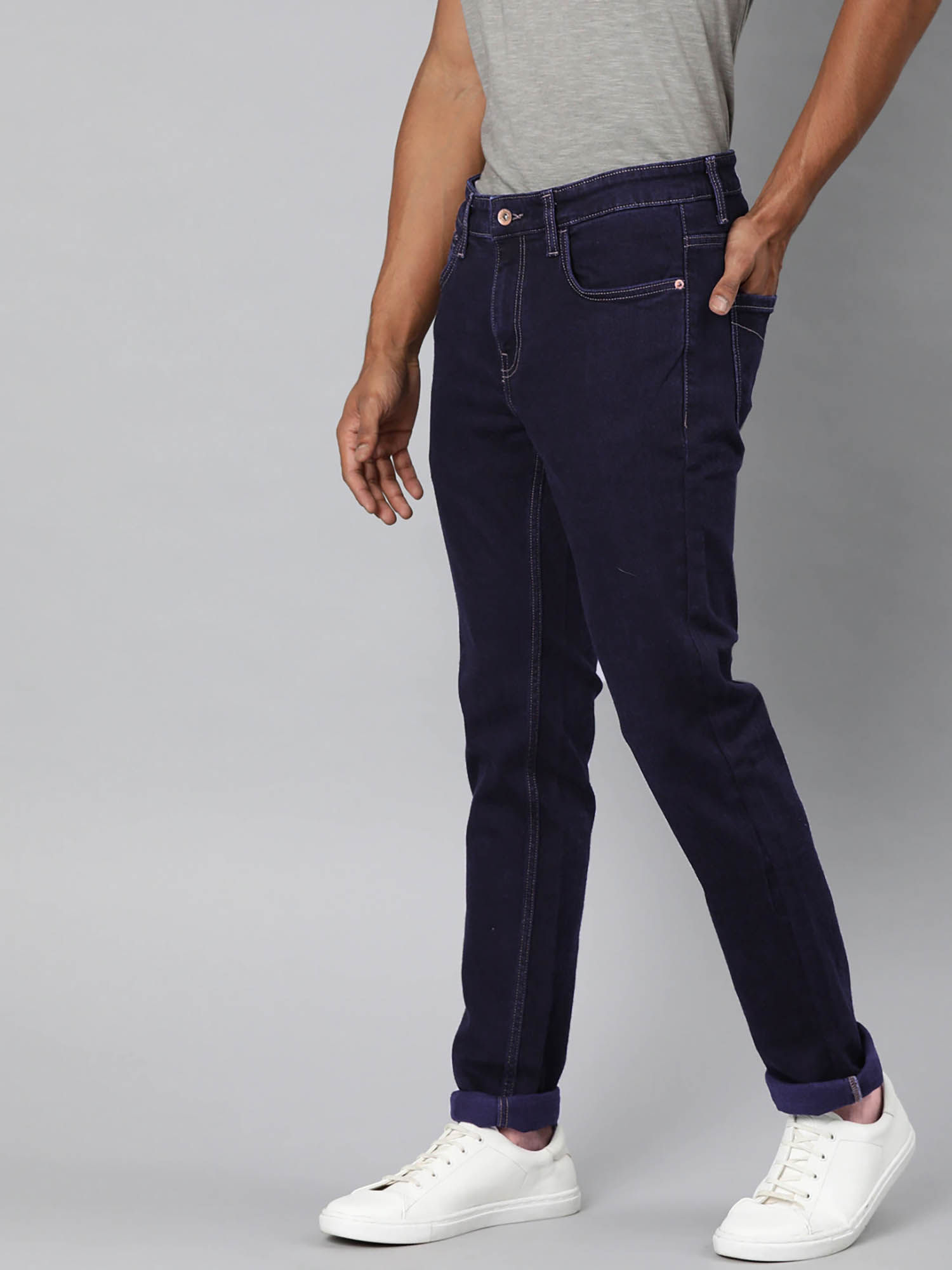 Buy Indian Terrain Blue Solid Jeans 