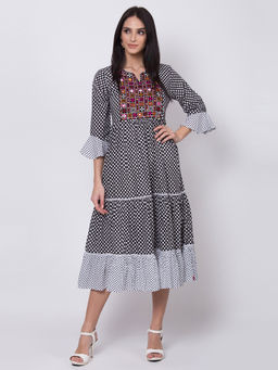 Biba - Black Polka Dots Tiered Dress