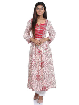 Biba - White Indie Mickey Printed Kurta