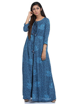 Biba - Blue Front Open Indie Mickey Kurta With Inner (Set of 2)