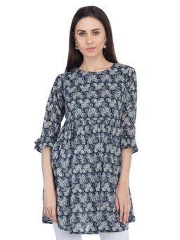 Biba - Navy Blue Printed Kurta