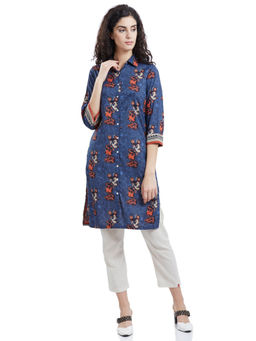 Biba - Blue Printed Kurta