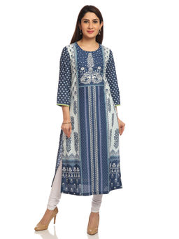 Biba - Multi-Color Printed A-Line Cotton Kurta