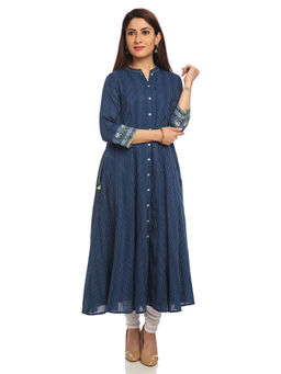 Biba - Navy Blue Striped Kurta