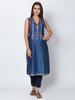 Biba - Blue Printed Kurta