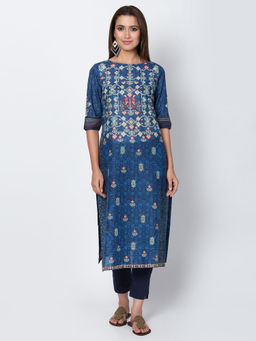 Biba - Blue Printed Kurta