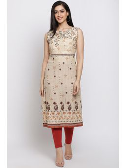 Biba - Beige Floral Kurta