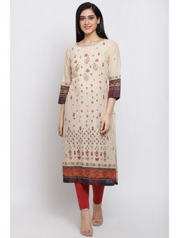 Biba - Beige Floral Kurta