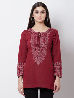 Biba - Maroon Printed Tunic