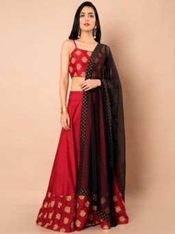 Indya - Black Woven Dupatta