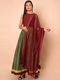 Indya - Maroon Woven Dupatta