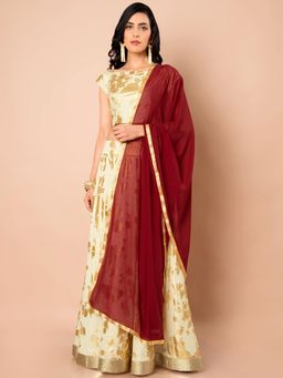 Indya - Maroon Woven Dupatta