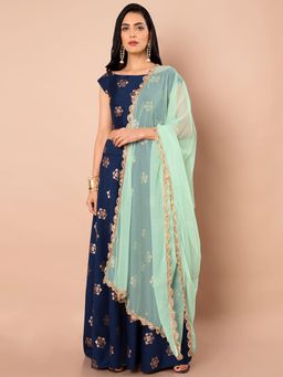 Indya - Green Woven Dupatta