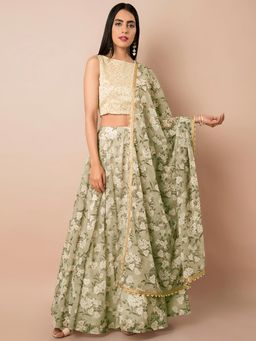Indya - Green Floral Dupatta