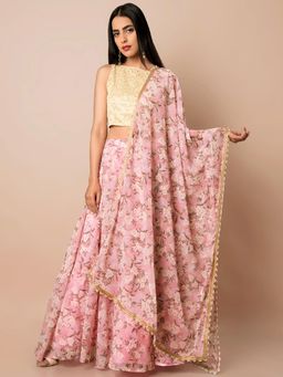 Indya - Pink Floral Dupatta