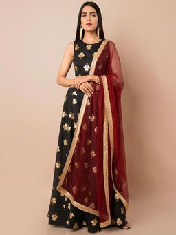 Indya - Maroon Woven Dupatta