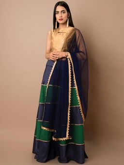 Indya - Navy Blue Woven Dupatta