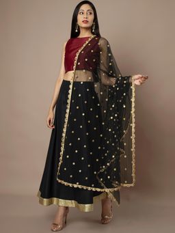 Indya - Black Embroidered Dupatta