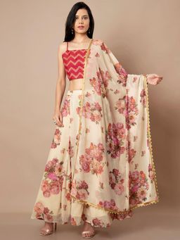 Indya - White Floral Dupatta
