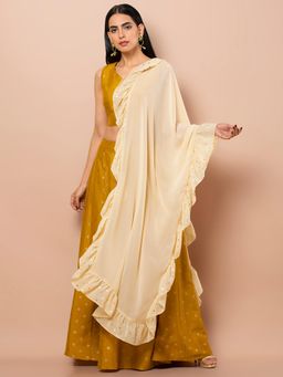 Indya - White Ruffled Dupatta