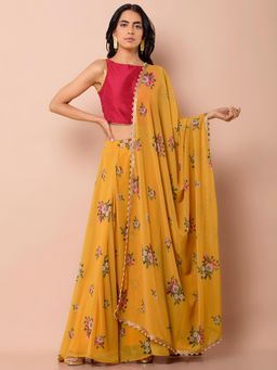 Indya - Mustard Floral Dupatta
