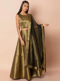 Indya - Black Woven Dupatta