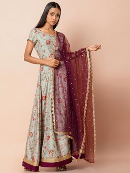 Indya - Purple Embroidered Dupatta