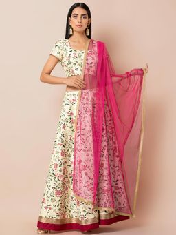 Indya - Pink Embroidered Dupatta
