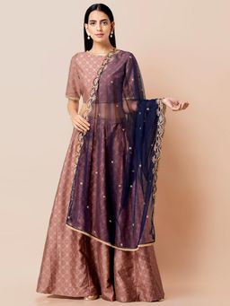 Indya - Navy Blue Embroidered Dupatta