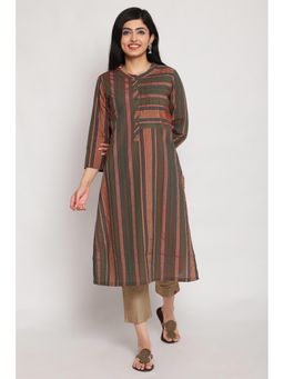 Biba - Green Stripes Kurta