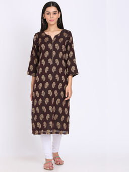 Biba - Brown Floral Kurta