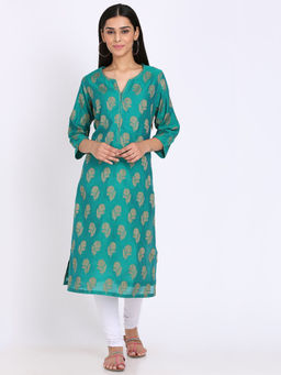 Biba - Green Floral Kurta