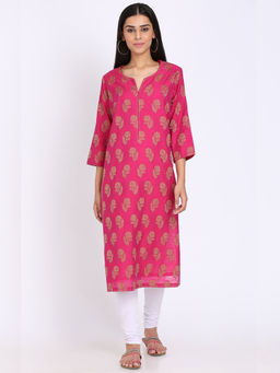 Biba - Magenta Floral Kurta