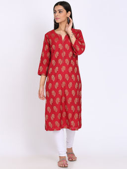 Biba - Red Floral Kurta