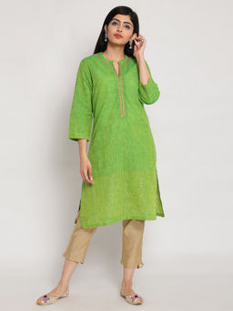 Biba - Green Embroidered Kurta
