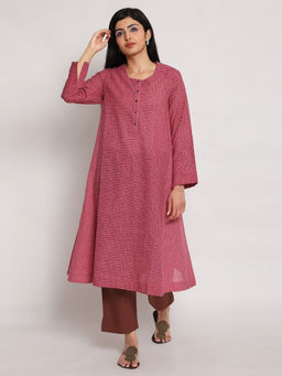 Biba - Pink Checks Kurta