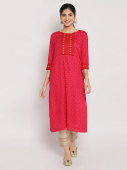 Biba - Fuchsia Printed Kurta