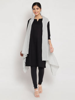 Biba - Black Stripes Kurta With Shurg (Set of 2)