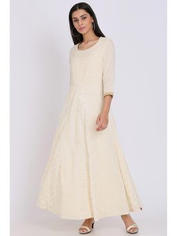 Biba - White Woven Kurta