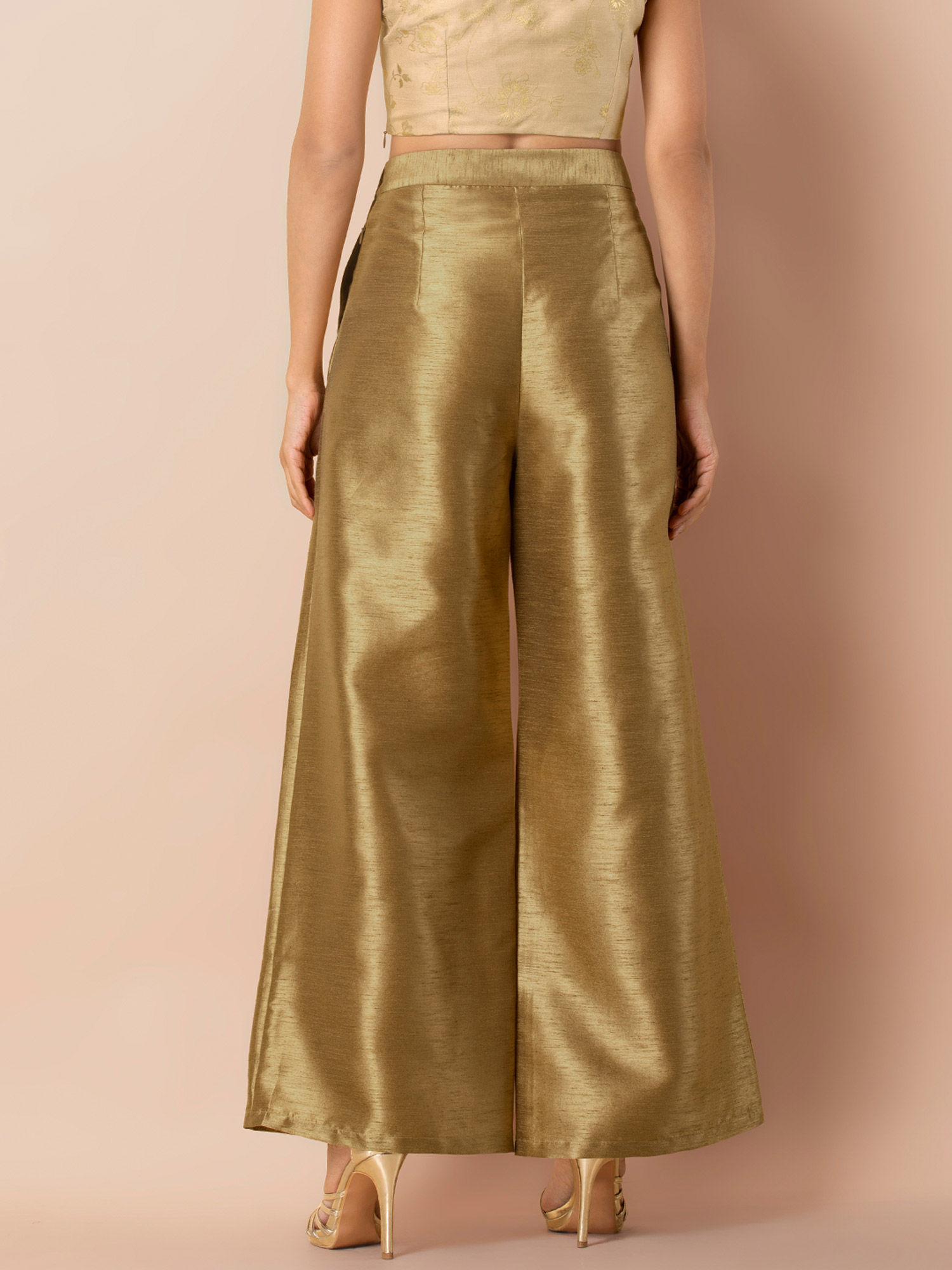 Golden palazzo pants online india Clearance
