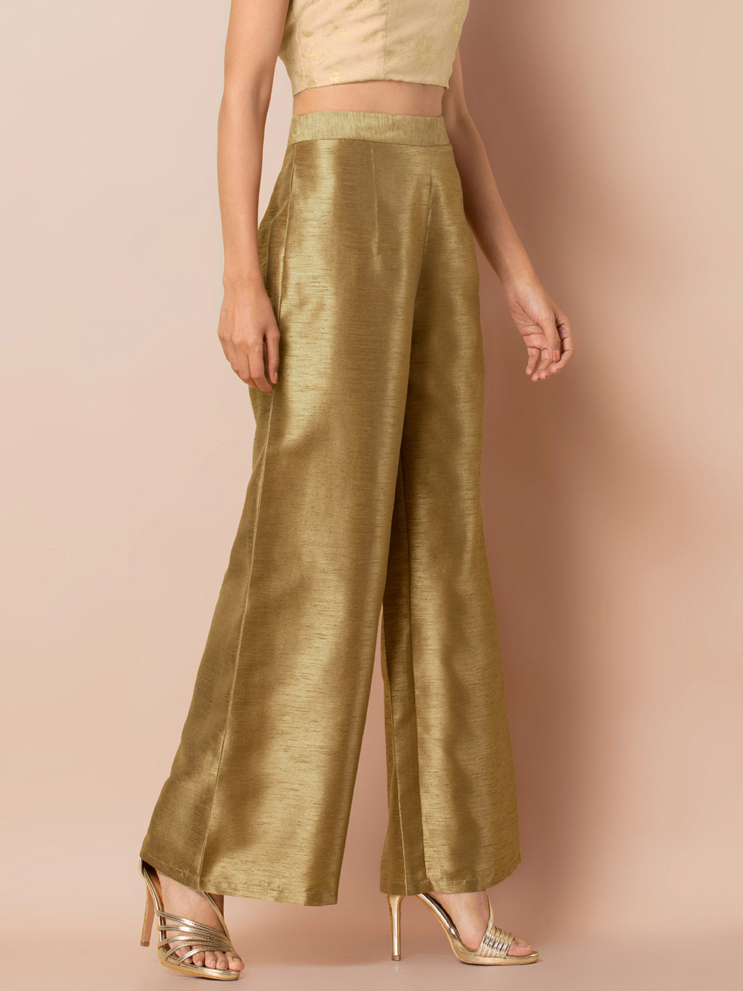 Golden palazzo pants online india Clearance