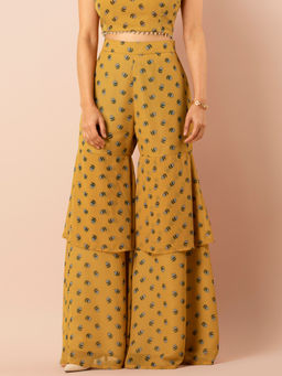 Indya - Yellow Floral Double Layered Sharara