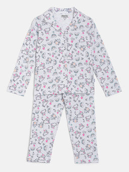 mackly - Unicorn Grey Printed Top With Pyjama (Set of 2)