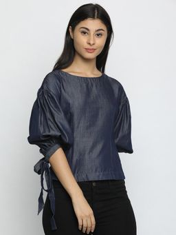 IS.U - Chambray Boat Neck Top