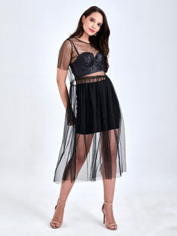 IS.U - Black Mesh Midi Dress
