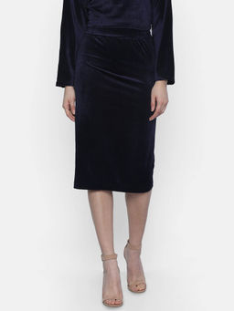 IS.U - Navy Blue Solid Skirt