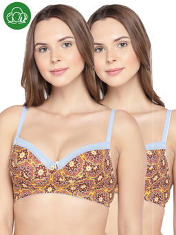 Inner Sense - Organic Cotton Antimicrobial Lightly Padded Lace Touch Bra (Pack of 2) - Red