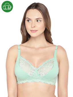 Inner Sense - Organic Cotton Antimicrobial Laced Non-Padded Bra - Green