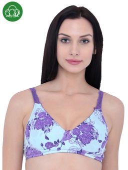 Inner Sense - Organic Antimicrobial Lace Back Lightly Padded Non-wired Bra - Purple
