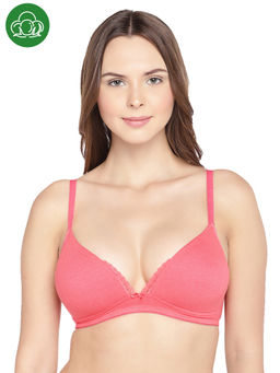Inner Sense - Organic Cotton Antimicrobial Lace touch T-shirt Bra - Pink